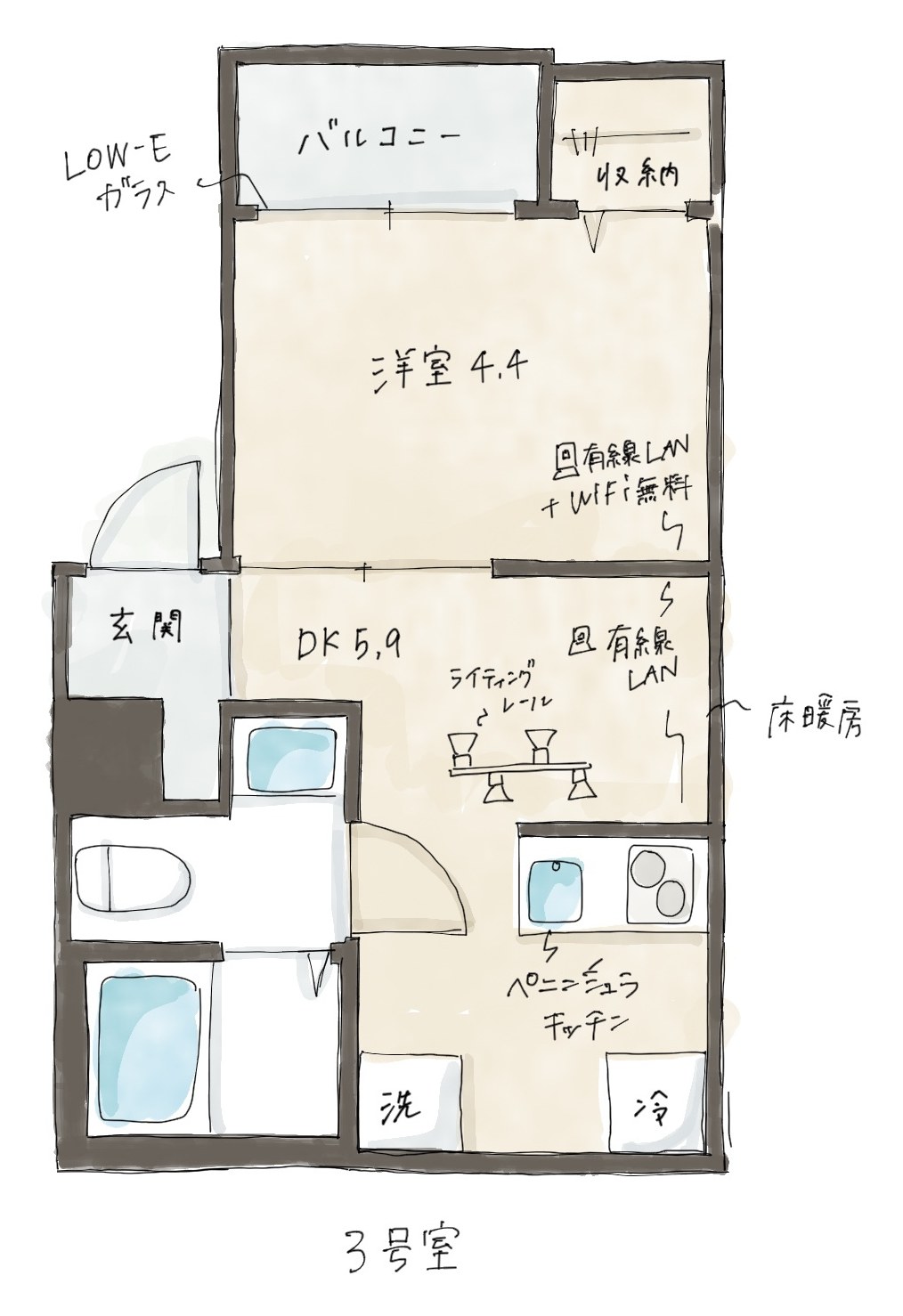 志村Solanaリンク 3号室 間取り図